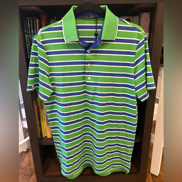 NWT RLX Ralph Lauren Lightweight Performance Golf Polo Green Blue Stripe Men’s S - Picture 1 of 4